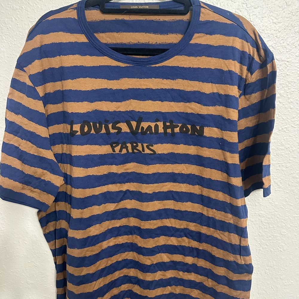 Louis Vuitton Blue and Brown Striped Top